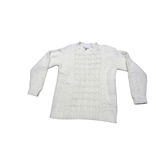 Michael Stars Louisa Cable Knit Pointelle Pullover Sweater - Off-White - S