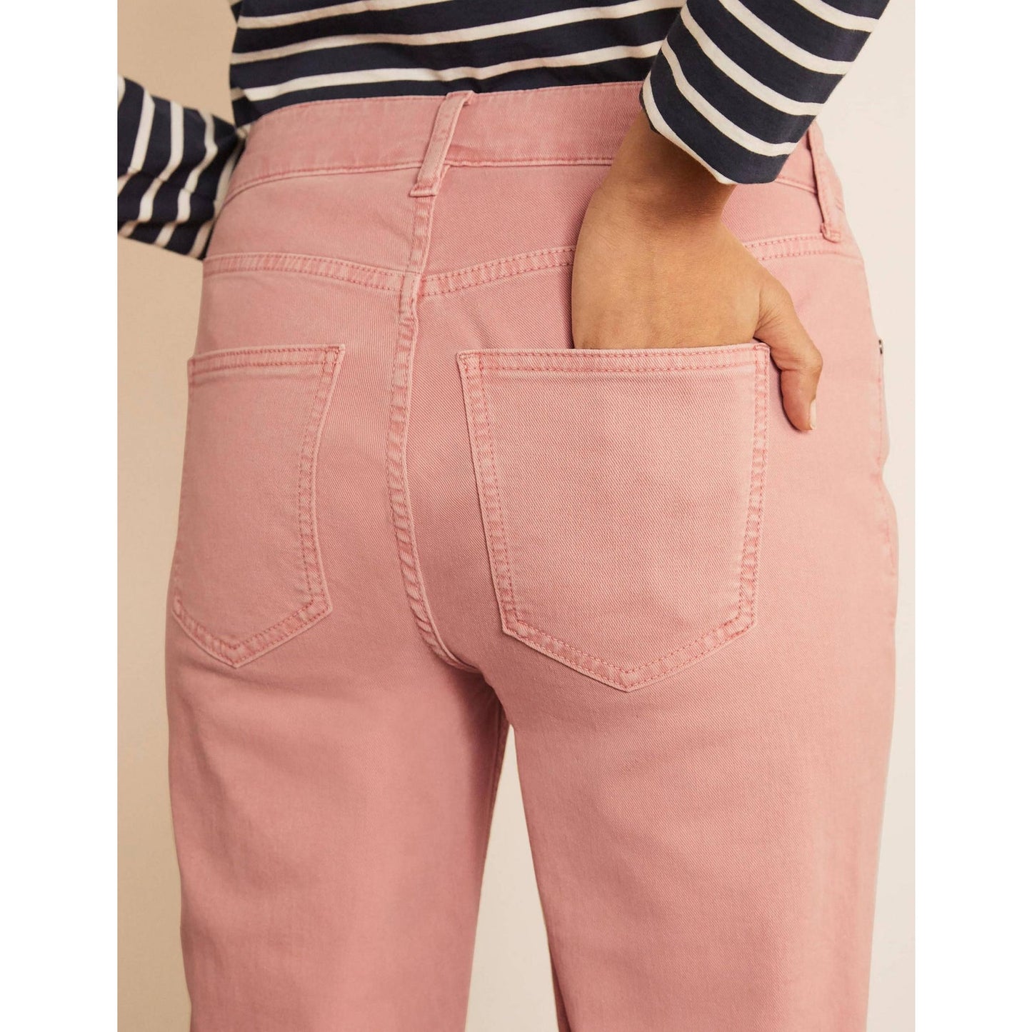 Boden Mid Rise Button Front Girlfriend Jeans - Pink - 6