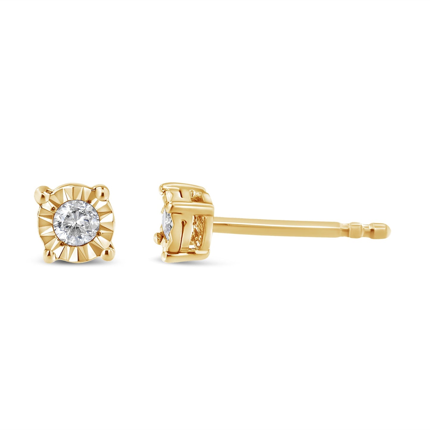 Haus of Brilliance 10K Yellow Gold Plated .925 Sterling Silver Diamond Stud Earrings