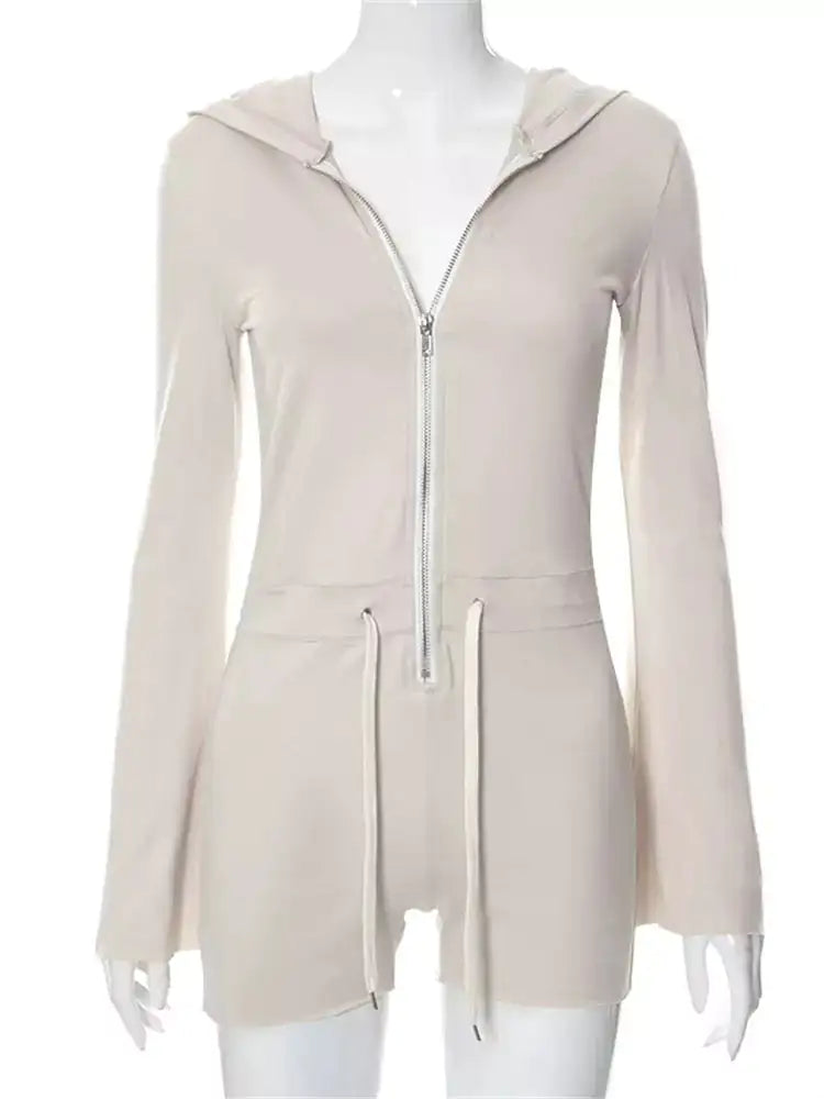 Zip-Up Hooded Romper