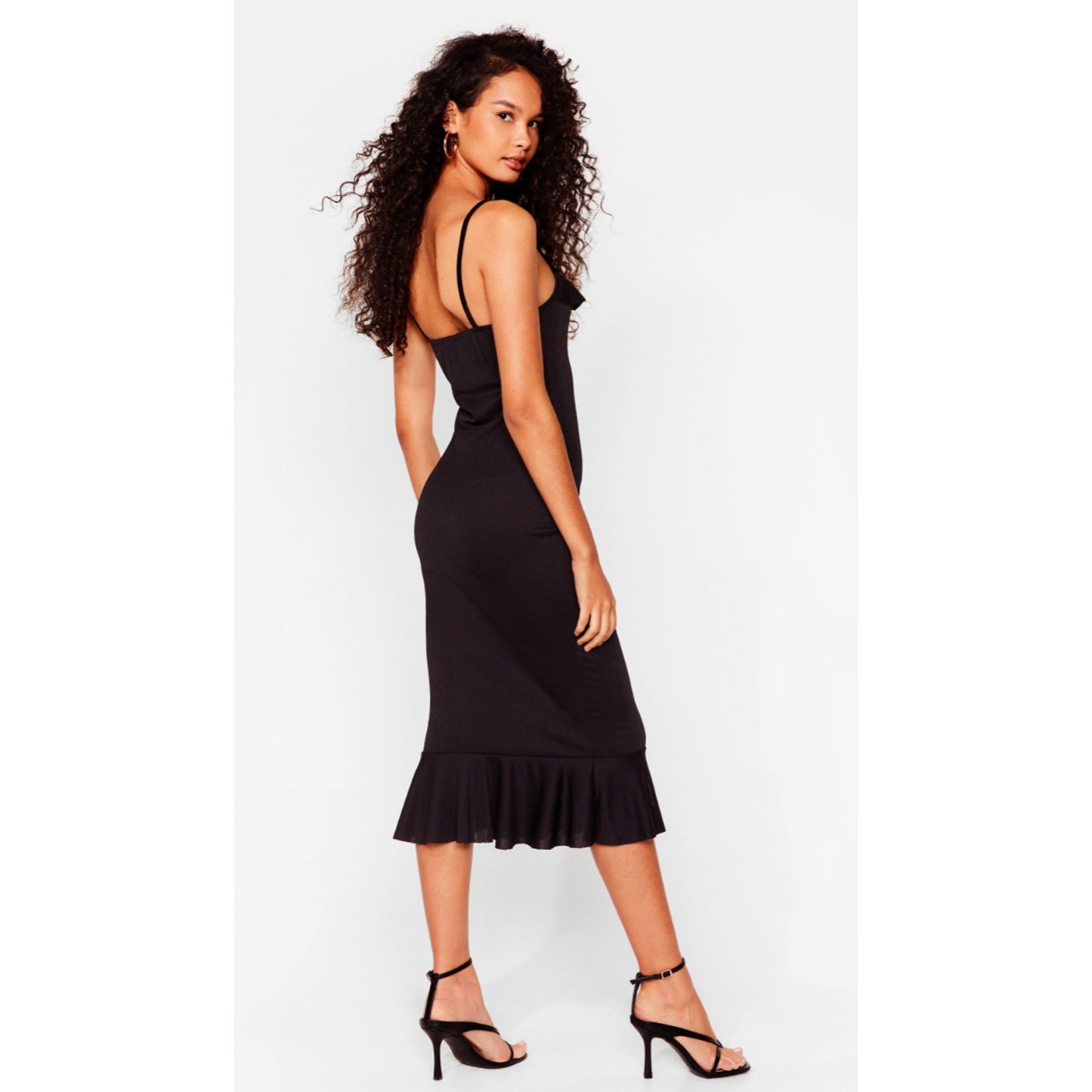 Nasty Gal Black Ruffle Midi - Size M