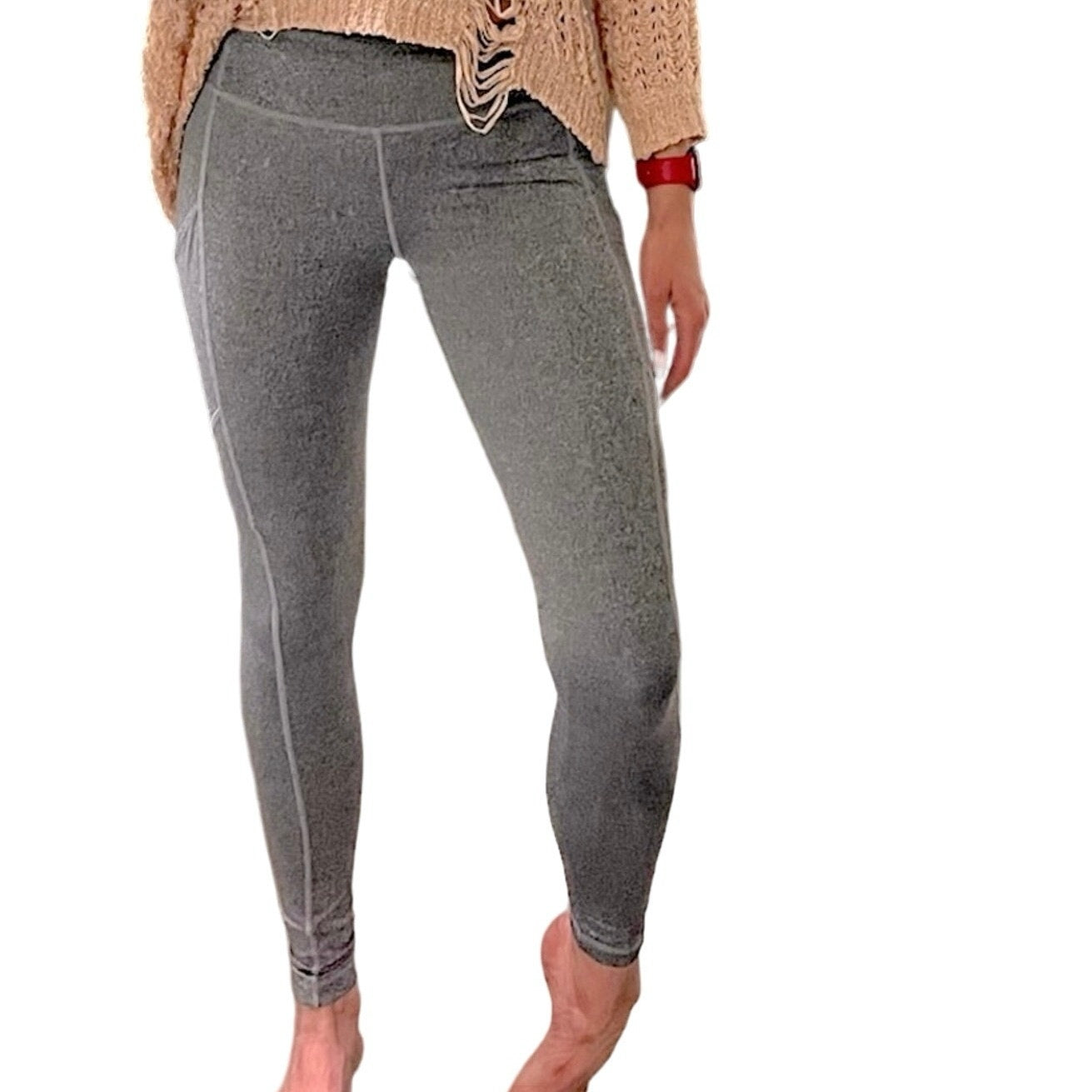 Full-Length Leggings with Pockets - Gray - Size S