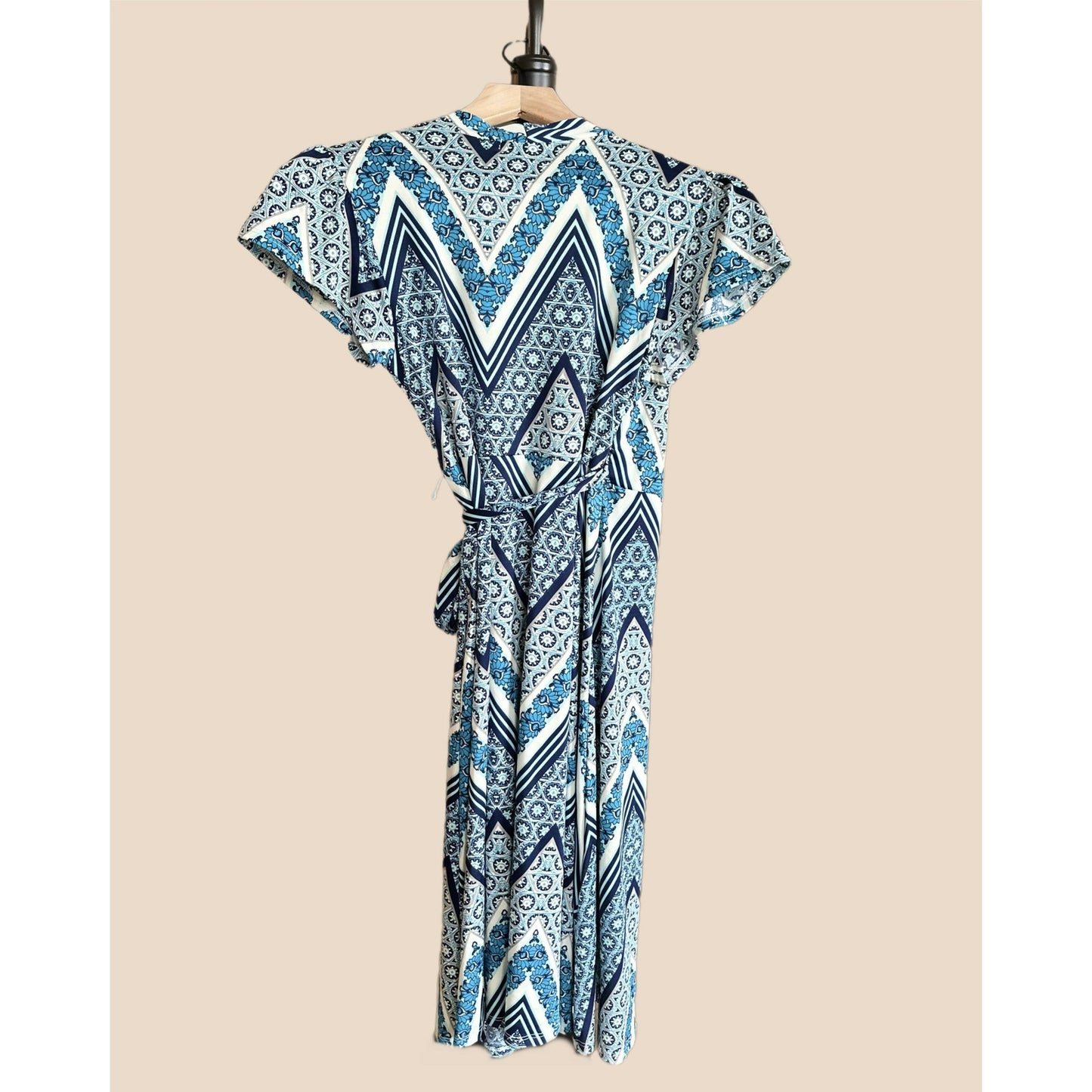 Maternity Nursing Dress - Blue Chevron - XS