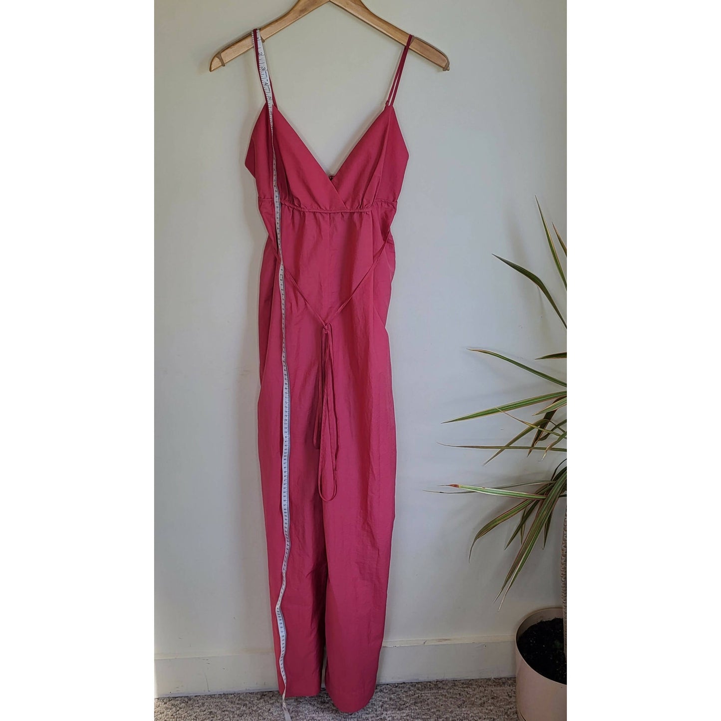 BCBG Maxazria Faux Wrap Wide Leg Jumpsuit - Pink - Size Small