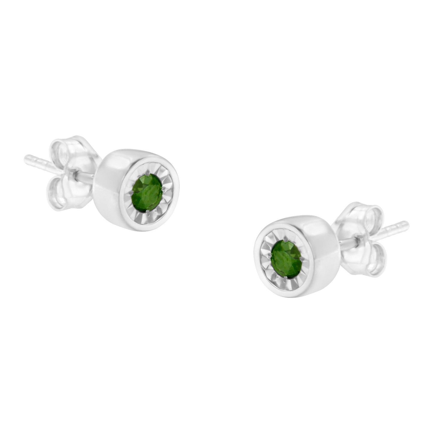 Haus of Brilliance .925 Sterling Silver 1/5 Cttw Round Green Diamond Stud Earrings