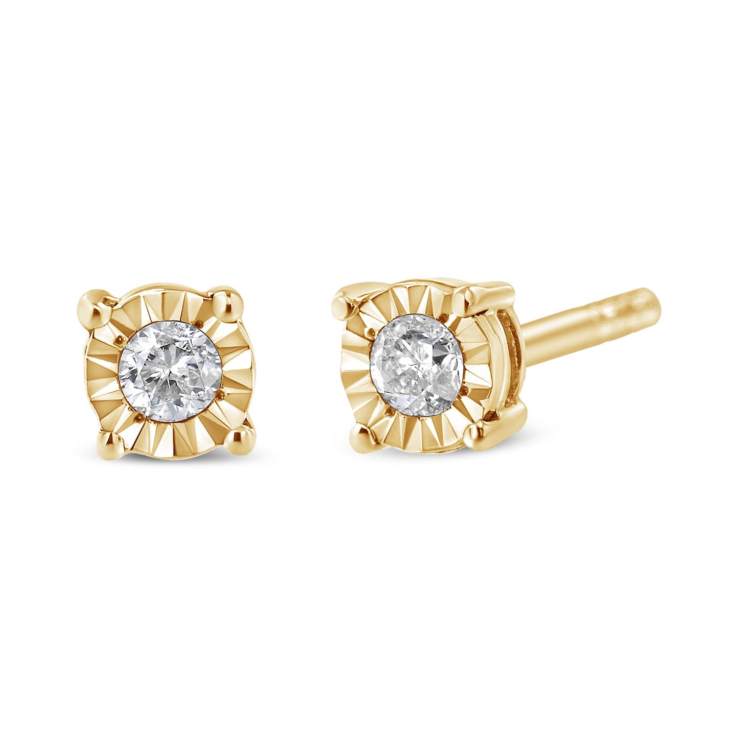 Haus of Brilliance 10K Yellow Gold Plated .925 Sterling Silver Diamond Stud Earrings