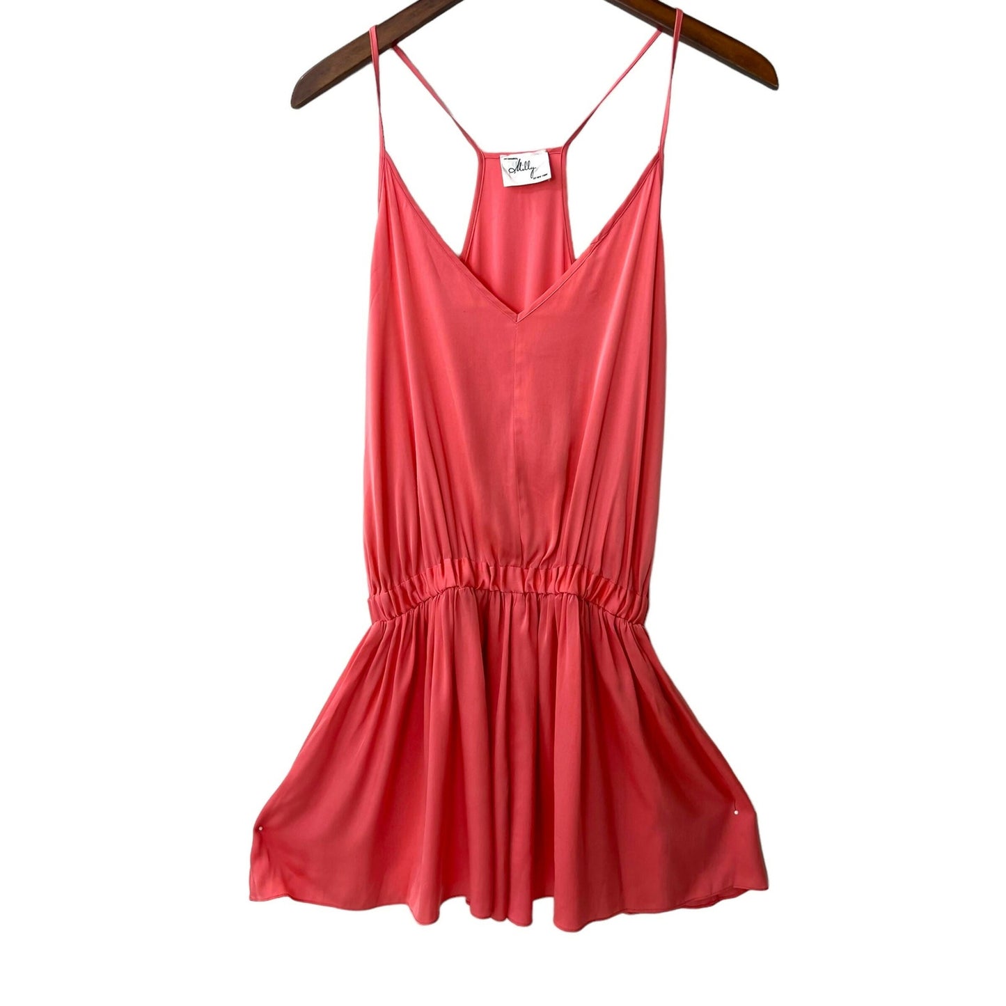 Milly Pink Spaghetti Strap Romper - Elastic Cinched Waist - Size 4