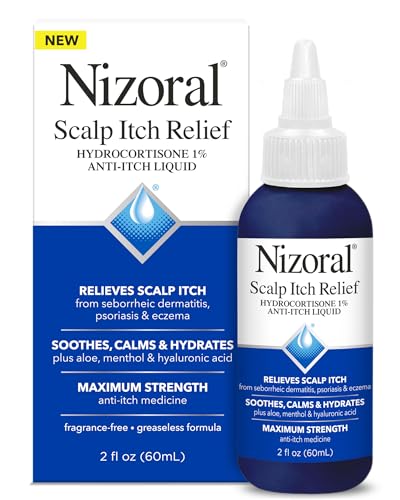 Nizoral Scalp Itch Relief Liquid—Relieves Scalp Itch and Soothes, Calms and Hydrates with Maximum Strength Anti-Itch Medicine (Hydrocortisone 1%), 2 Fl Oz