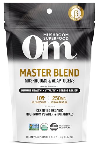 Om Mushroom Superfood Master Blend 10 Mushrooms Complex & Adaptogens – 3.17 oz