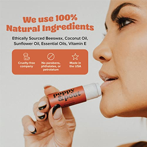 3pk + Gift Box, Poppy & Pout All Natural Lip Balm, Cardboard Tube, Hand-filled - Beeswax, Vitamin E, Organic Coconut Oil, Cruelty Free (Oopsie Daisy)