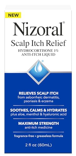 Nizoral Scalp Itch Relief Liquid—Relieves Scalp Itch and Soothes, Calms and Hydrates with Maximum Strength Anti-Itch Medicine (Hydrocortisone 1%), 2 Fl Oz