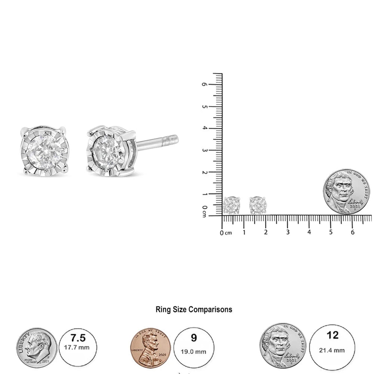 Haus of Brilliance .925 Sterling Silver Diamond Solitaire Stud Earrings