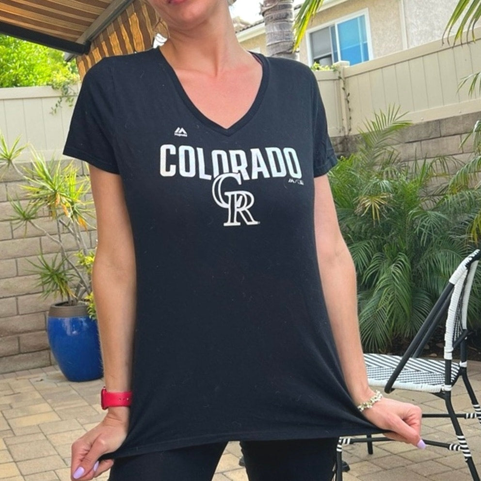 Colorado Rockies V-Neck Women’s Tee - Black - Size L