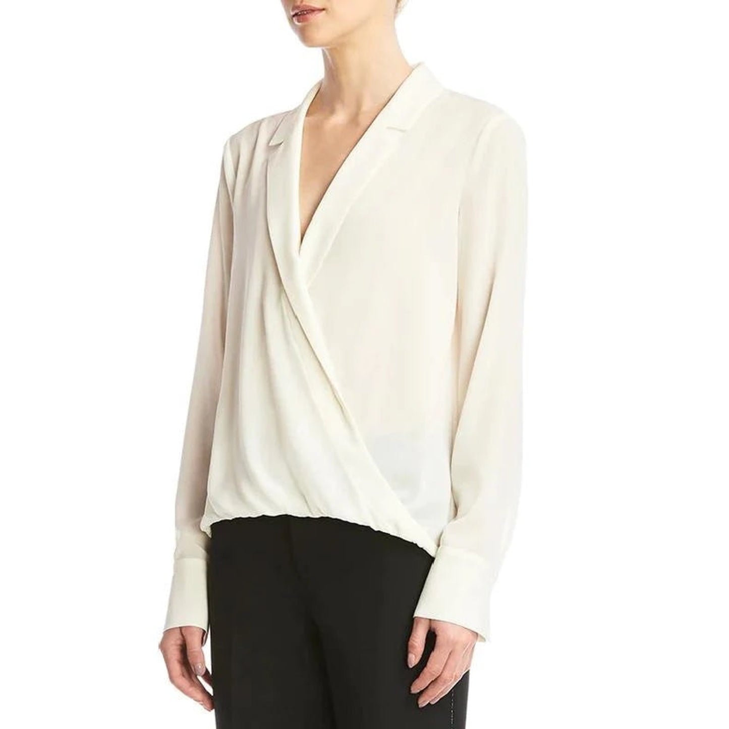 Bailey 44 Faux Wrap Long Sleeve Blouse - White - M