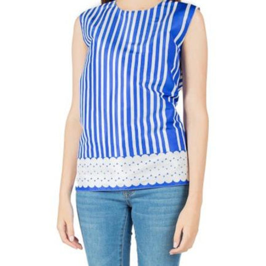 Maison Rabih Kayrouz Sleeveless Boxy Printed Top - Stripes - Blue Multi - M