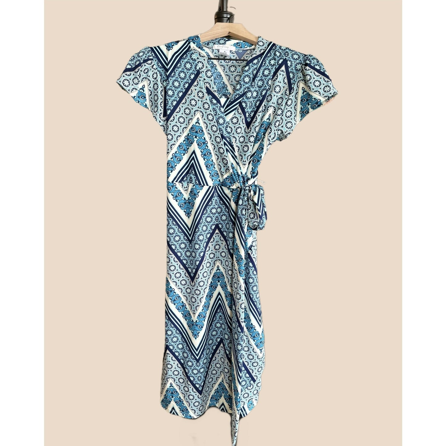 Maternity Nursing Dress - Blue Chevron - XS