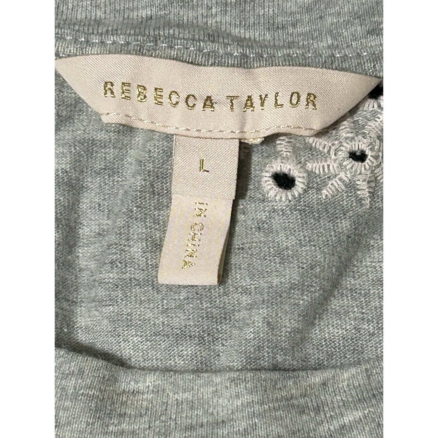 Rebecca Taylor Dree Embroidered T-Shirt - Floral - Gray Multi - L