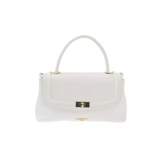 Baldinini Trend Elegant White Shoulder Flap Bag with Golden Accents/One Size/White