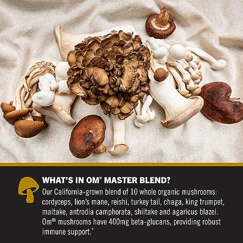 Om Mushroom Superfood Master Blend 10 Mushrooms Complex& Adaptogens, 3.17 oz (Packaging and Serving Size May Vary)