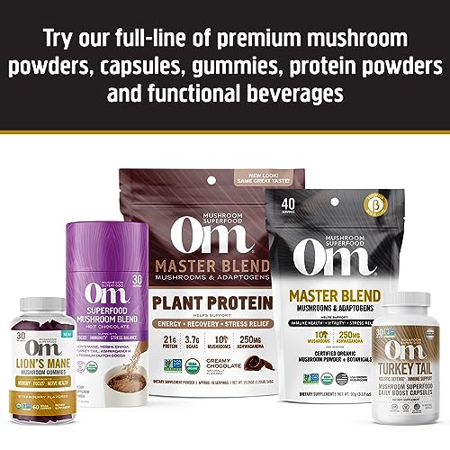 Om Mushroom Superfood Master Blend 10 Mushrooms Complex& Adaptogens, 3.17 oz (Packaging and Serving Size May Vary)