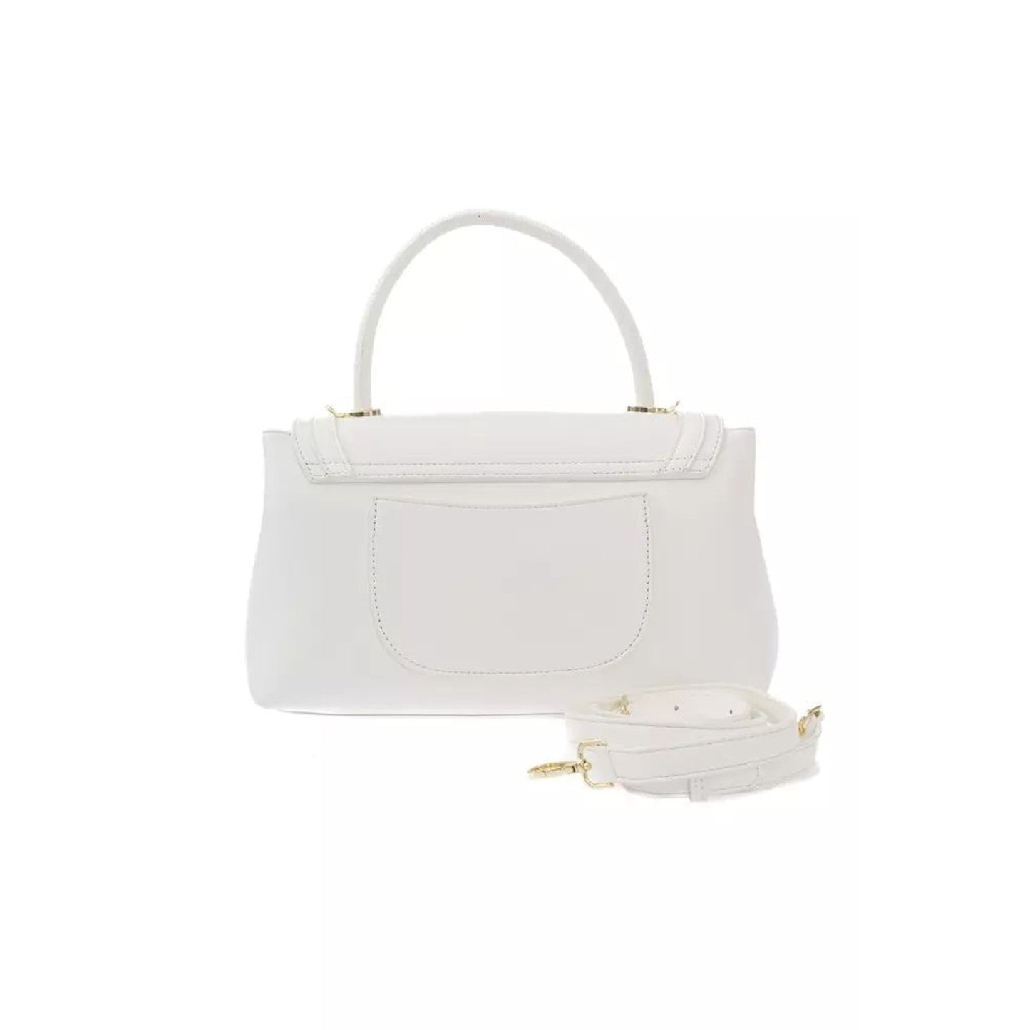 Baldinini Trend Elegant White Shoulder Flap Bag with Golden Accents/One Size/White