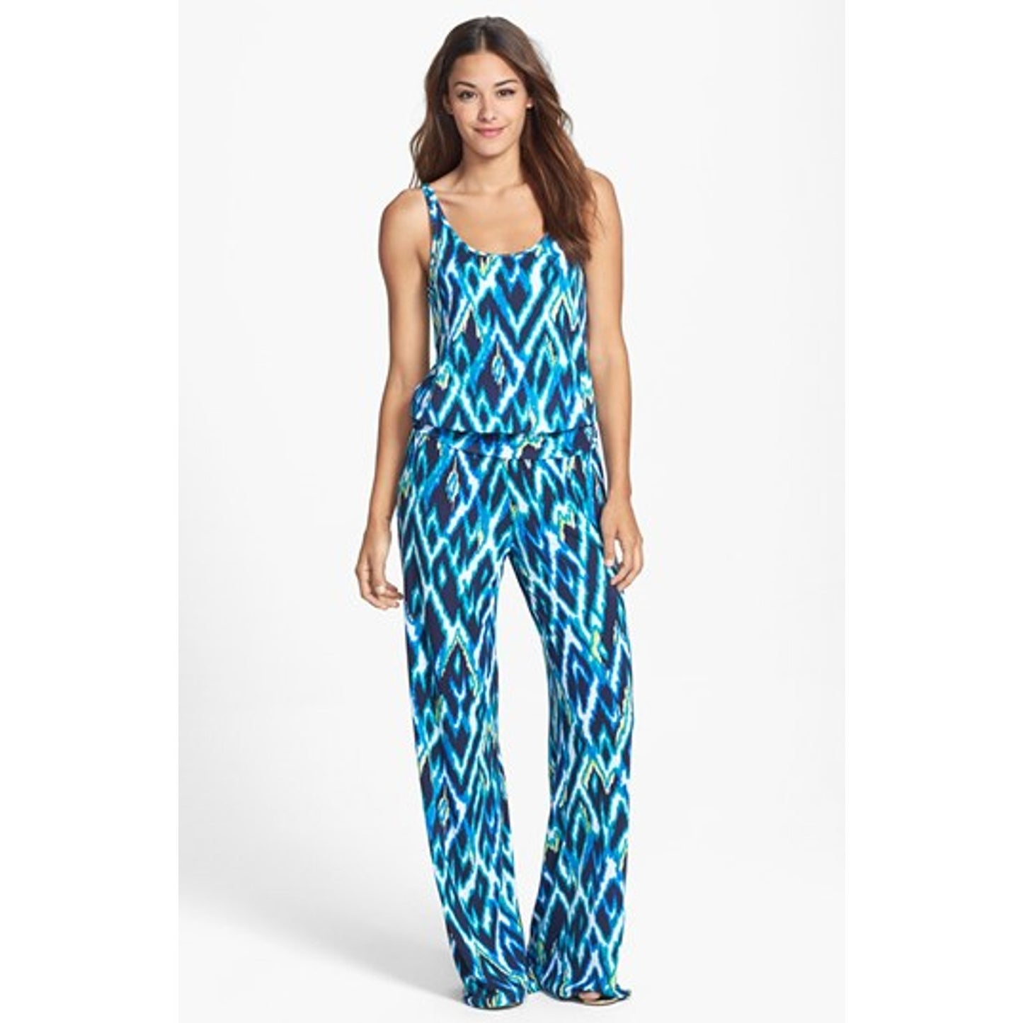 Tart Sleeveless Megan Printed Jumpsuit - Abstract - Blue Multi/Blue