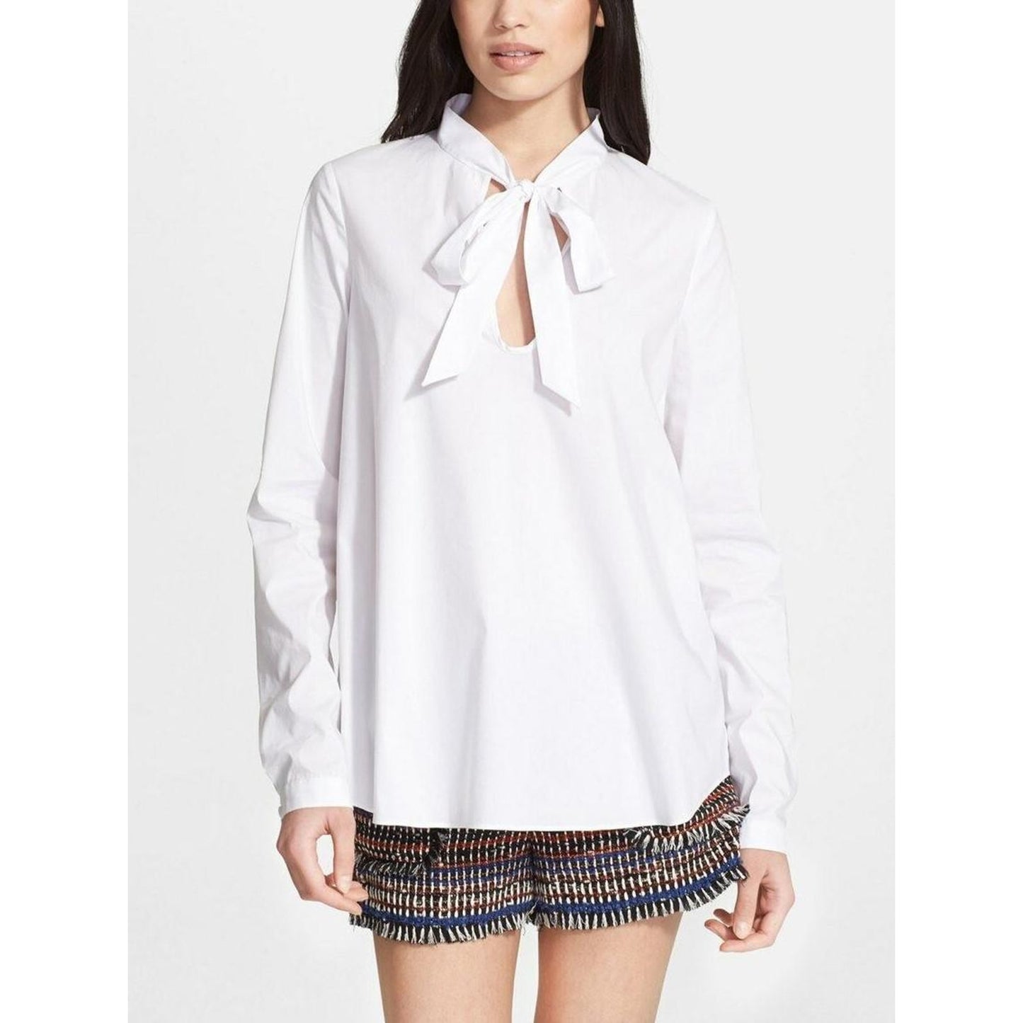 Rachel Zoe Long Sleeve Neck-Tie Blouse - White - 8