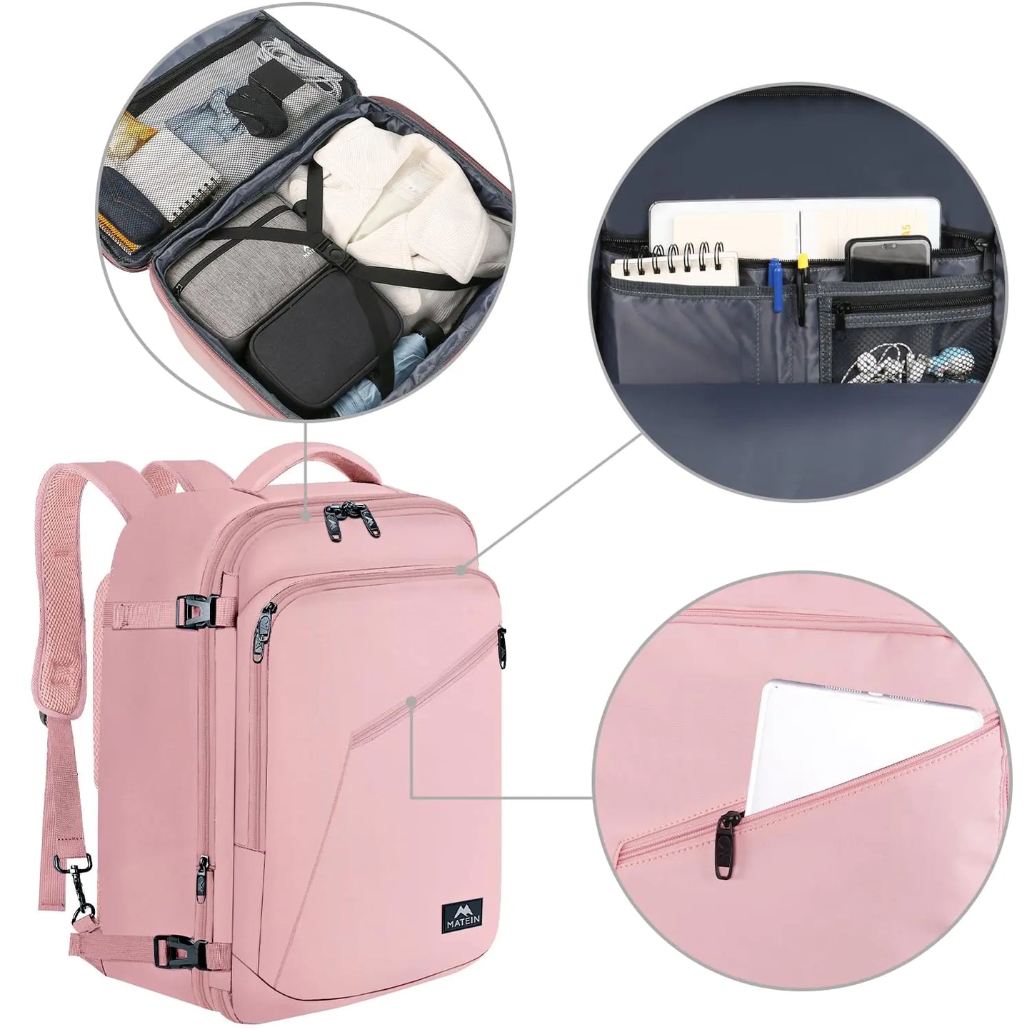 Pink Travel Backpack for Women – 35L