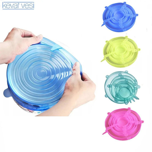 6 Pieces Stretchable Silicone Food Wrap Bowl Lid - Wearing Conscious