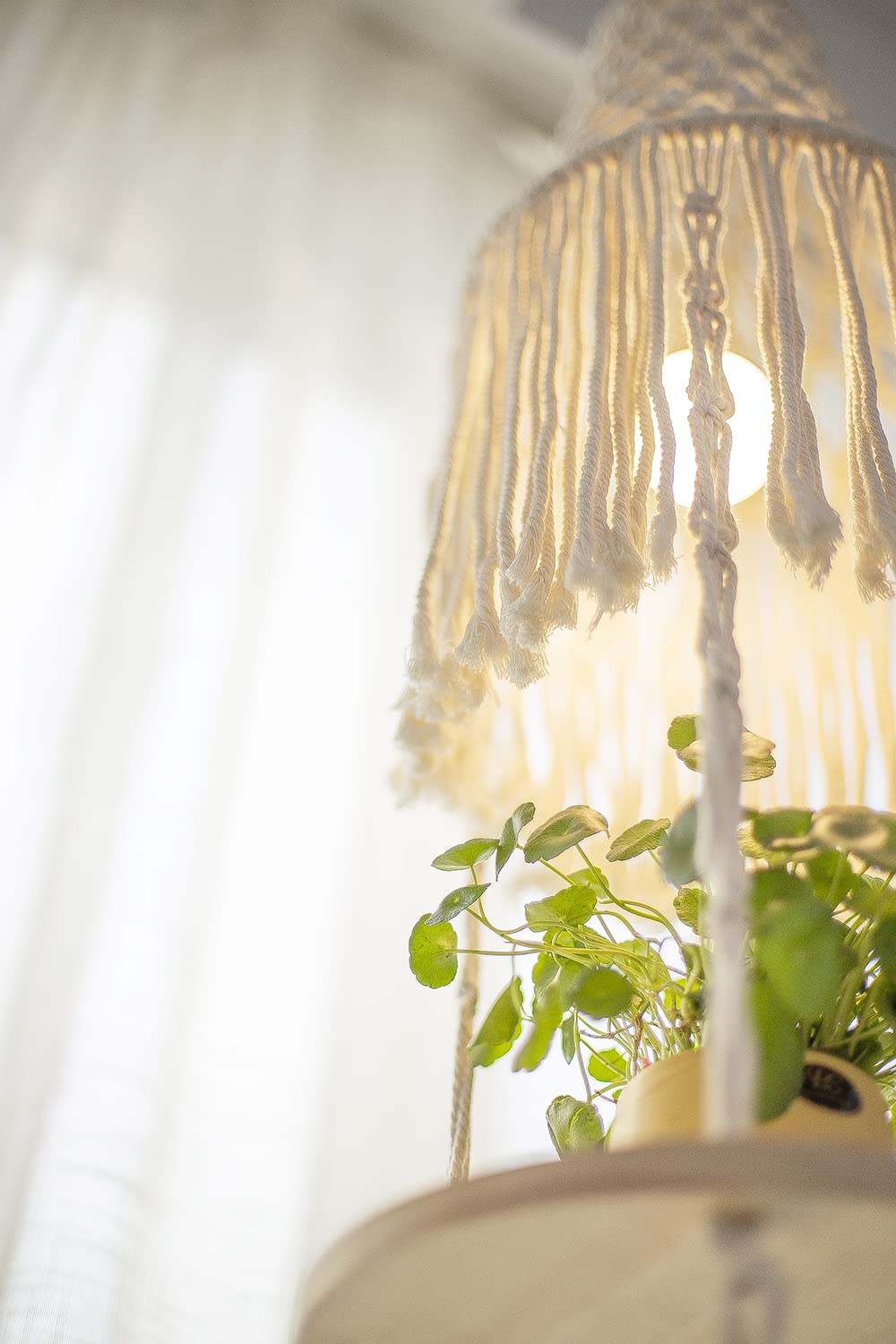 Macrame Plant Hanger 3-Tier Floating Round Shelves