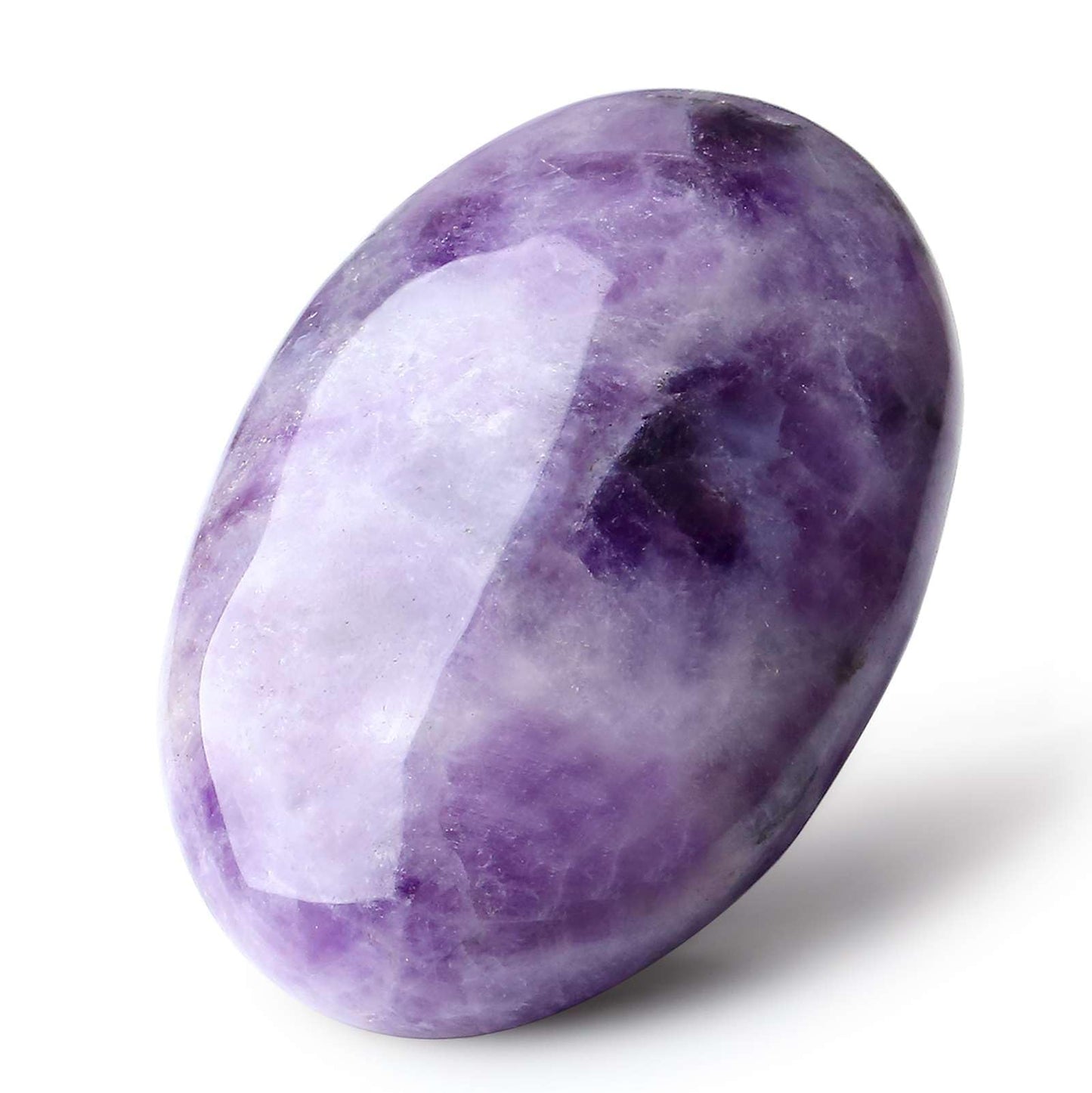 LAIDANLA Amethyst 2.4" Large Palm Stone Healing Crystals Natural Gemstones Calming Effects Energy Balancing Reiki Polished Worry Stone Cleansing Protection Anxiety Stress Relief Therapy 1PC