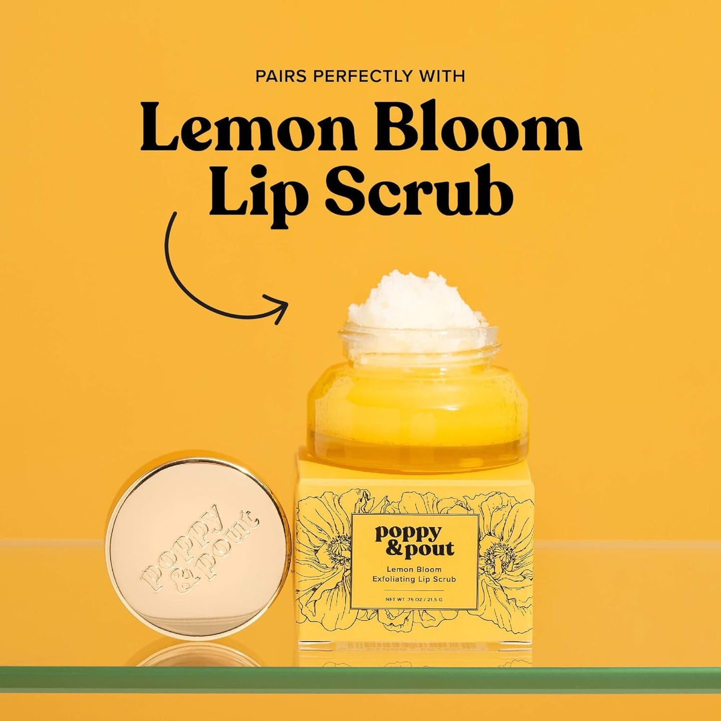 Poppy & Pout Lemon Bloom Jumbo Lip Balm | All Natural Lip Balms & Moisturizers | Hydrates with Beeswax, Vitamin E, Organic Coconut Oil | Cruelty-Free | Lip Balm in Recyclable Cardboard Tube