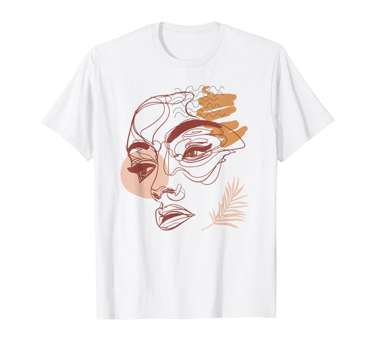 Line Art Face Woman Abstract Minimalistic Aesthetic T-Shirt