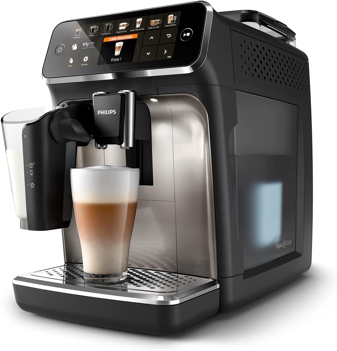 PHILIPS 5400 Fully Automatic Espresso Machine with LatteGo, EP5447/94 (Renewed)