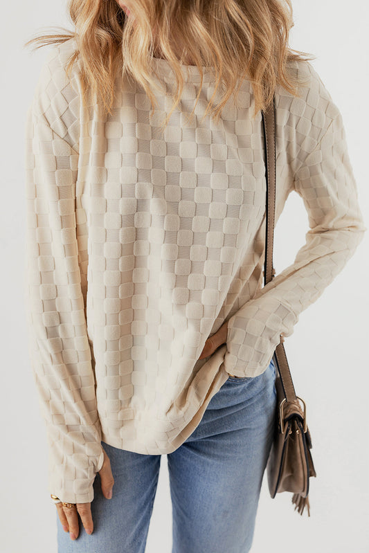 Tiffany Textured Thumbhole Sleeve Top-0