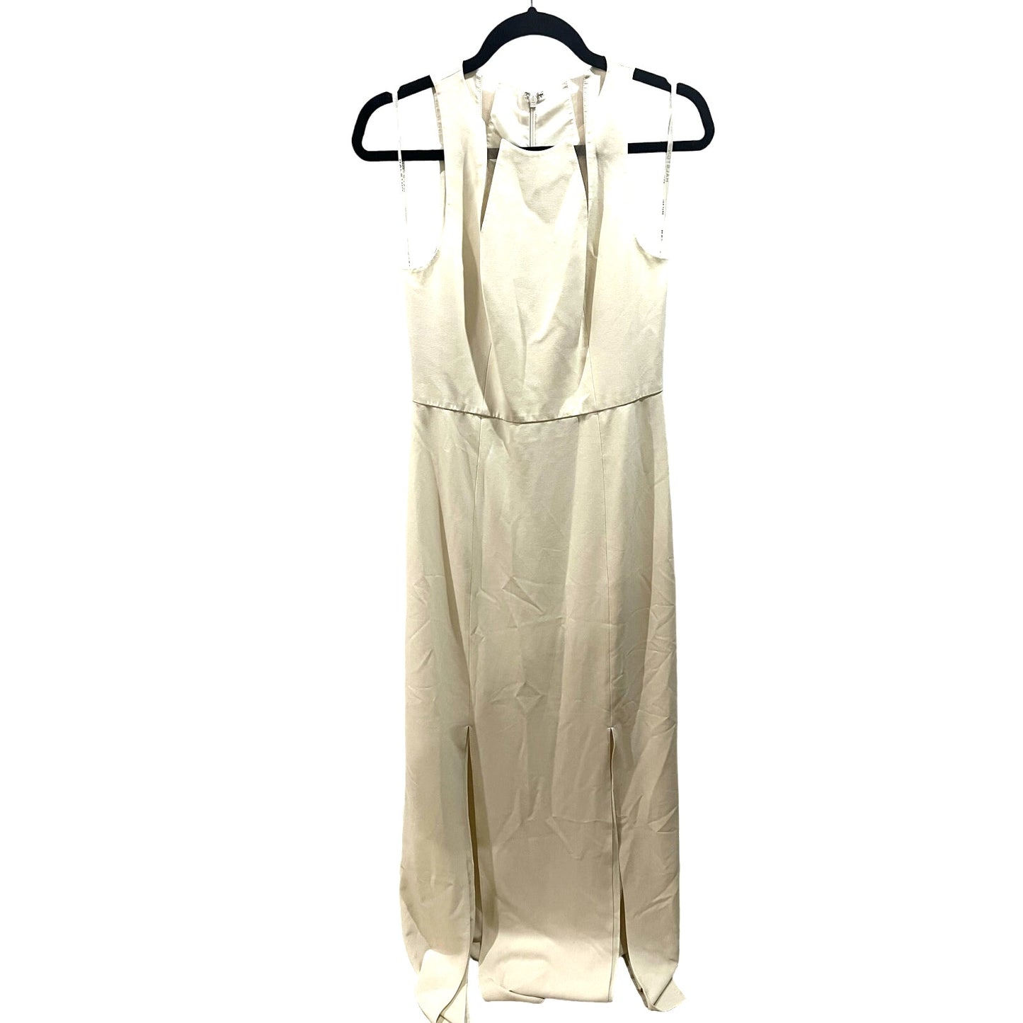 Halston Heritage Sleeveless Crew Neck Sheer-Insert Gown - White - 4