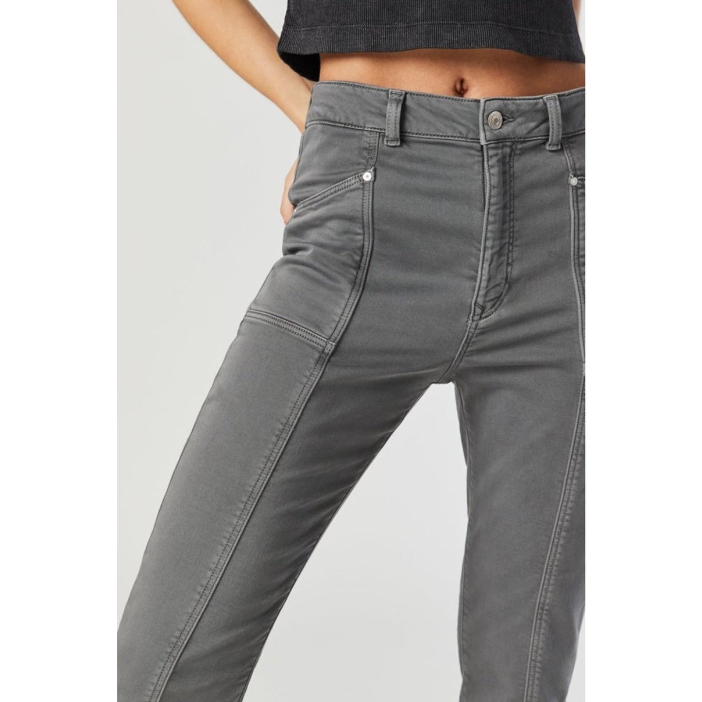 Mavi Anna High Rise Slim Cropped Jogger - Gray - Size 31