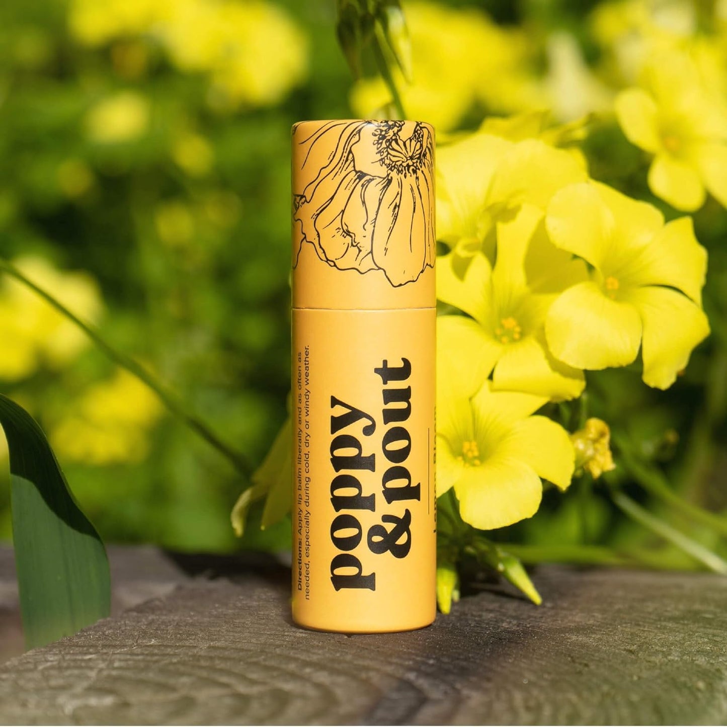 Poppy & Pout Lemon Bloom Jumbo Lip Balm | All Natural Lip Balms & Moisturizers | Hydrates with Beeswax, Vitamin E, Organic Coconut Oil | Cruelty-Free | Lip Balm in Recyclable Cardboard Tube