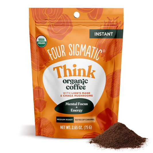 Four Sigmatic Organic Mushroom Coffee | Arabica Instant Coffee with Lion's Mane, Chaga and Rhodiola | Mushroom Coffee Instant Mix for Better Focus and Immune Support | 30 Serving Canister