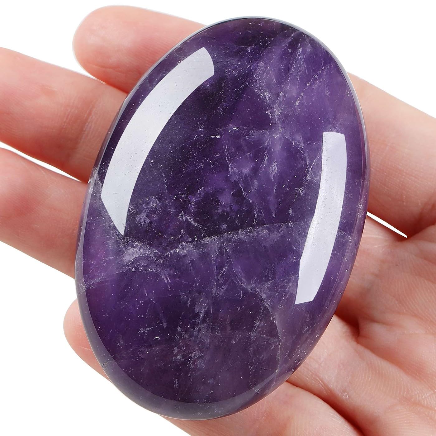 LAIDANLA Amethyst 2.4" Large Palm Stone Natural Gemstone