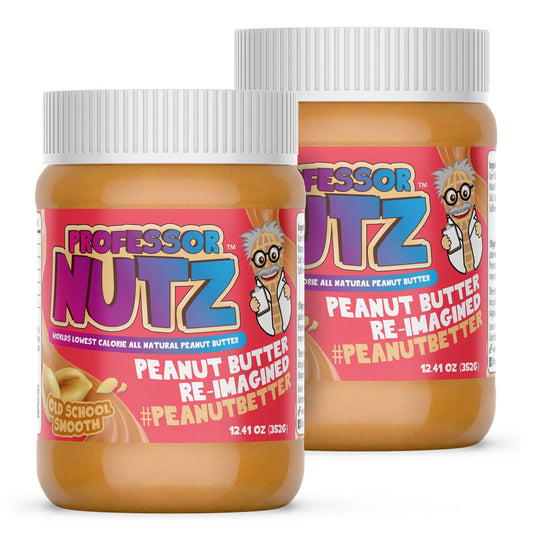 Professor Nutz Organic Peanut Butter- Low Calorie, Nut Butter, Natural Peanut Butter, Natural Fiber, Healthy Peanuts, Great source of Protein, 30 Essential Vitamins - 12.41 Oz, 2 Pack Original