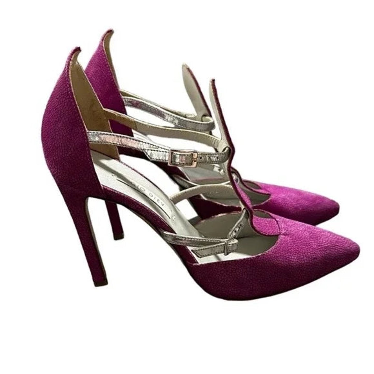 Gio Diev Snakeskin Print Pointed Buckle Stiletto High Heels