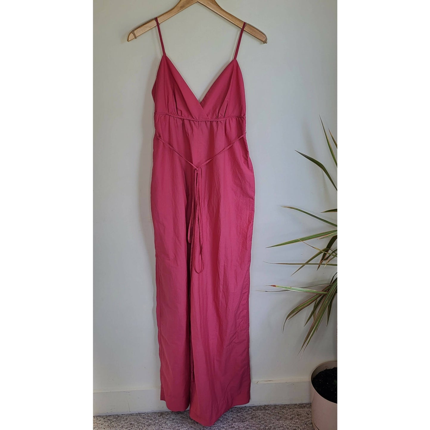 BCBG Maxazria Faux Wrap Wide Leg Jumpsuit - Pink - Size Small