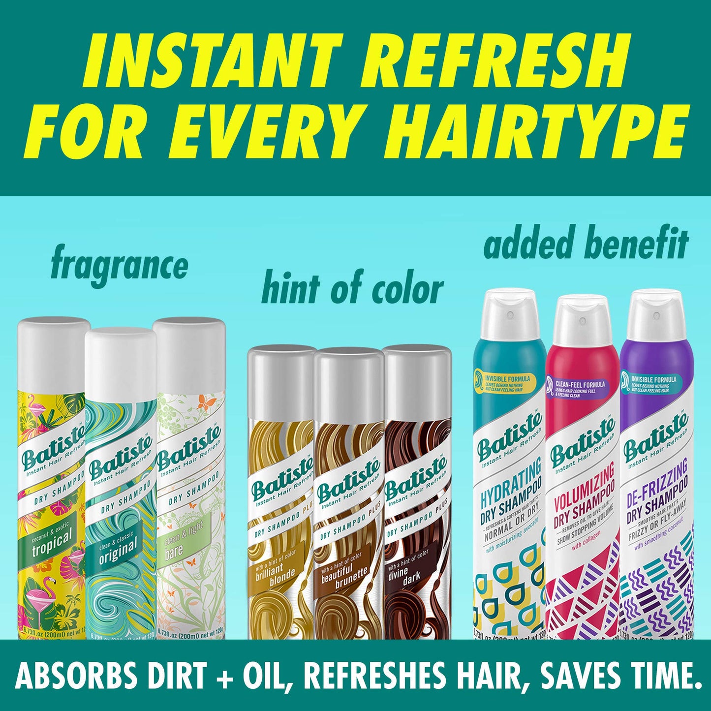 Batiste Dry Shampoo 3 Pack – Tropical Fragrance – 6.73 fl. oz.