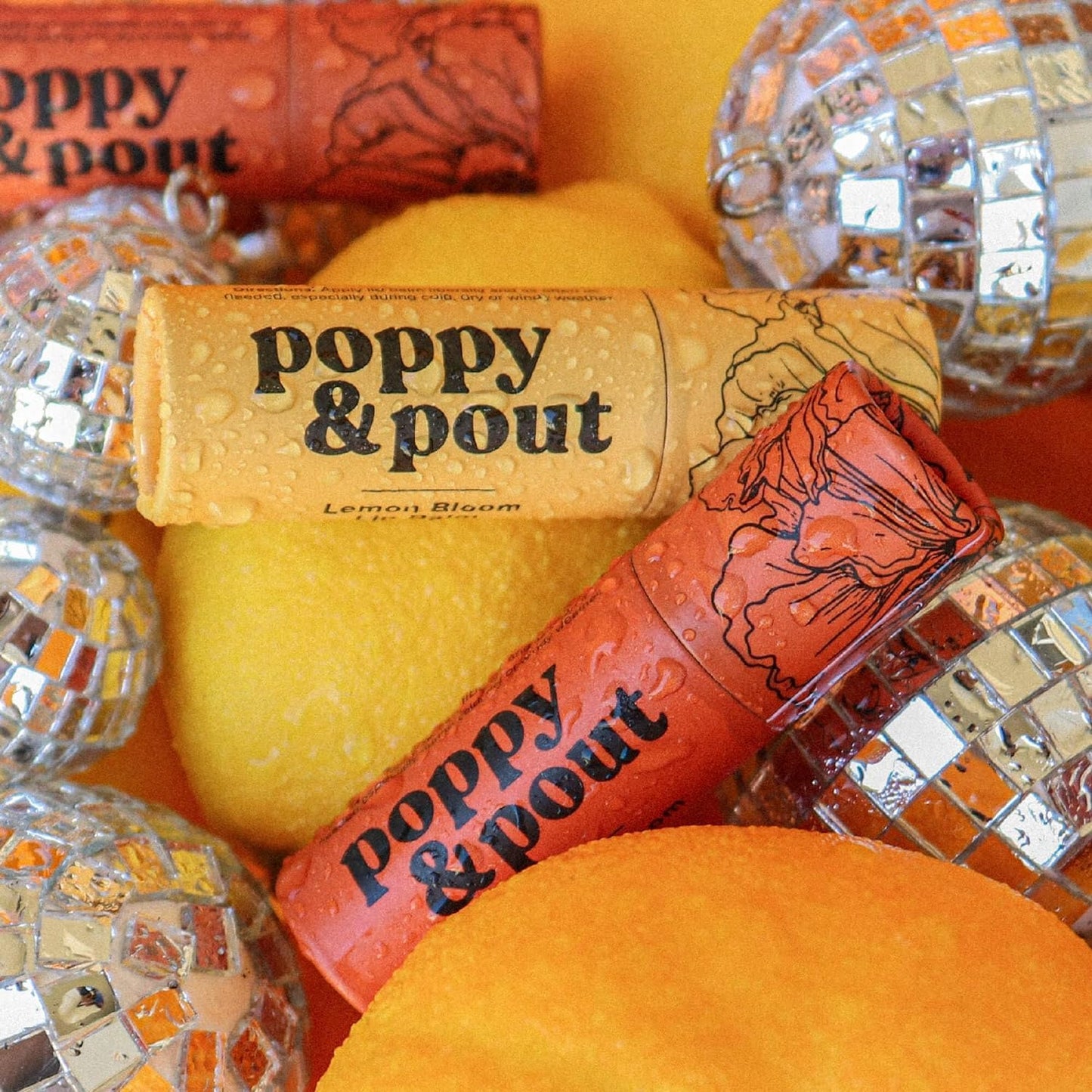 Poppy & Pout Lemon Bloom Jumbo Lip Balm | All Natural Lip Balms & Moisturizers | Hydrates with Beeswax, Vitamin E, Organic Coconut Oil | Cruelty-Free | Lip Balm in Recyclable Cardboard Tube