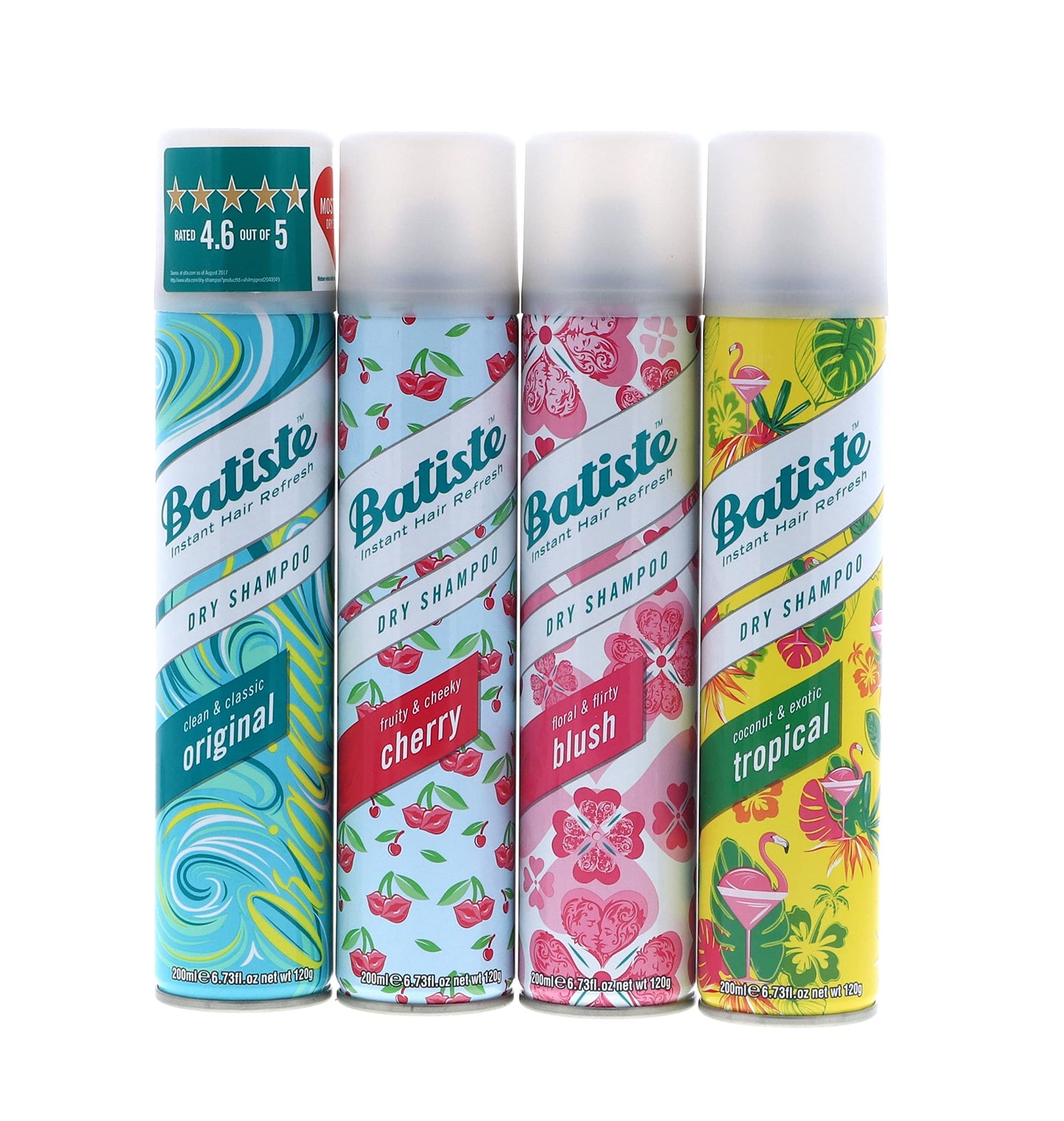 Batiste Dry Shampoo 4 Pack – Original/Cherry/Blush/Tropical – 6.73 oz