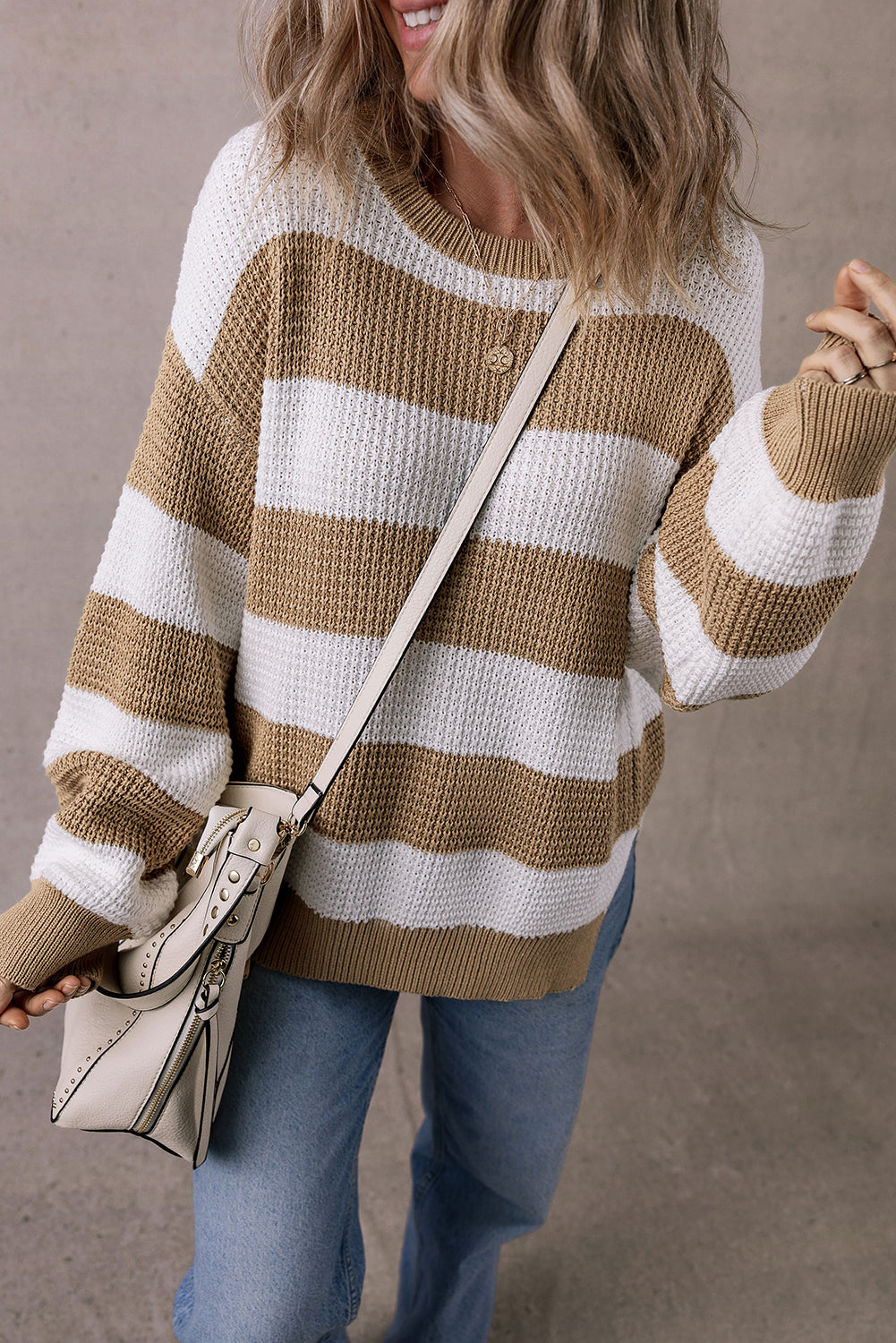 Arabella Striped Side Slit Sweater-4