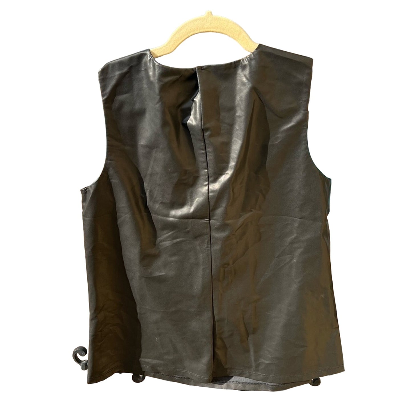 NWT Calvin Klein Vegan Leather Vest Blouse - Black - M