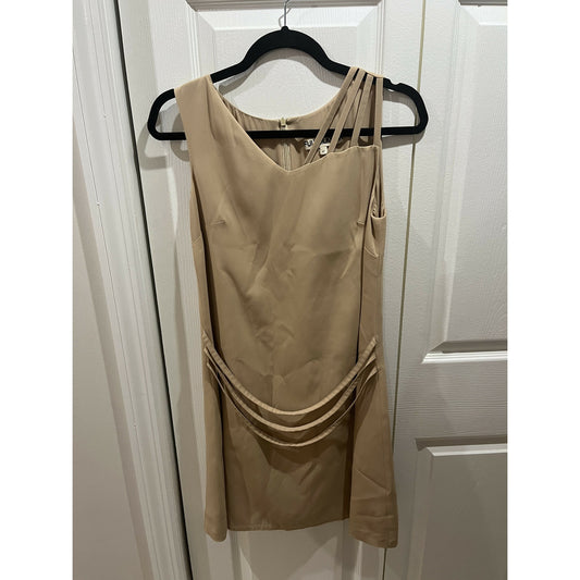 Fulya Ilkmen Sleeveless Draped Straps Sheath Dress - Beige - M