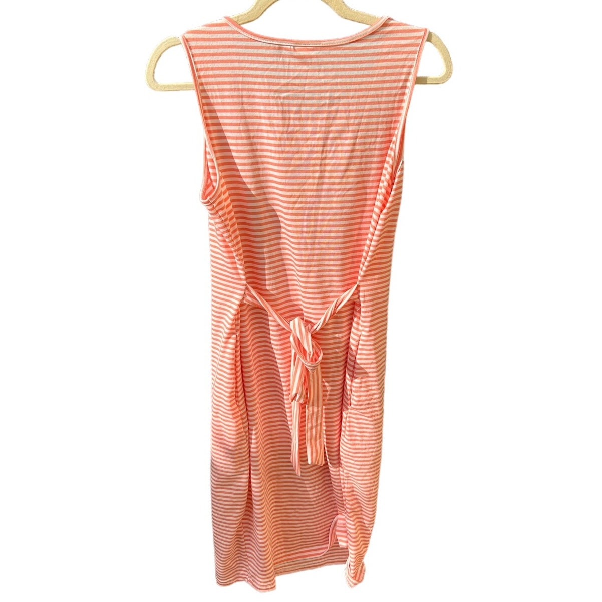 Orange & White Striped Sundress with Sash Belt - M